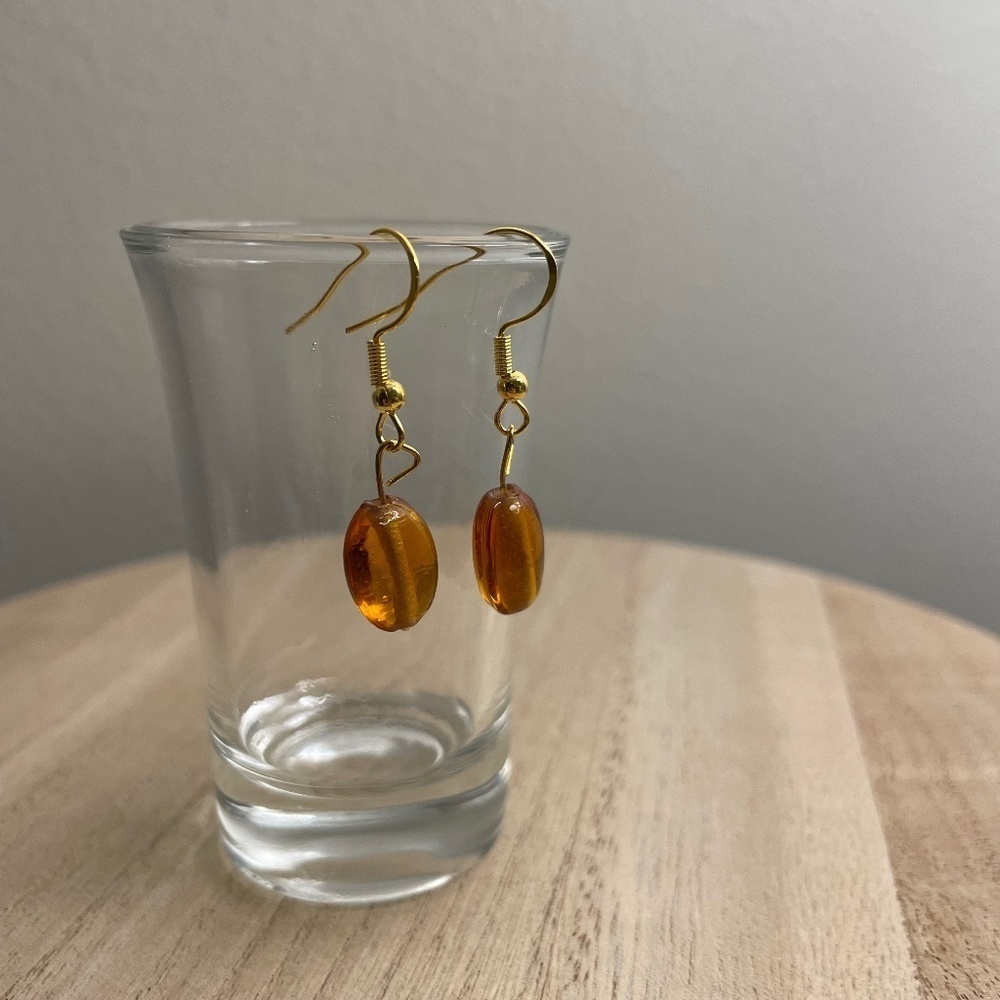 Amber‎ Colored Beaded Earrings